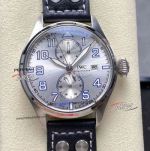 IWC Big Pilots Silver Dial Stainless Steel Black Strap Monopusher Swiss Replica Watch 